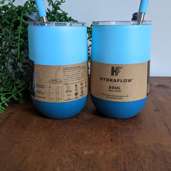 NWT 2 Hydraflow Insulated Blue Wine Tumbler Cup - Picture 6 of 8